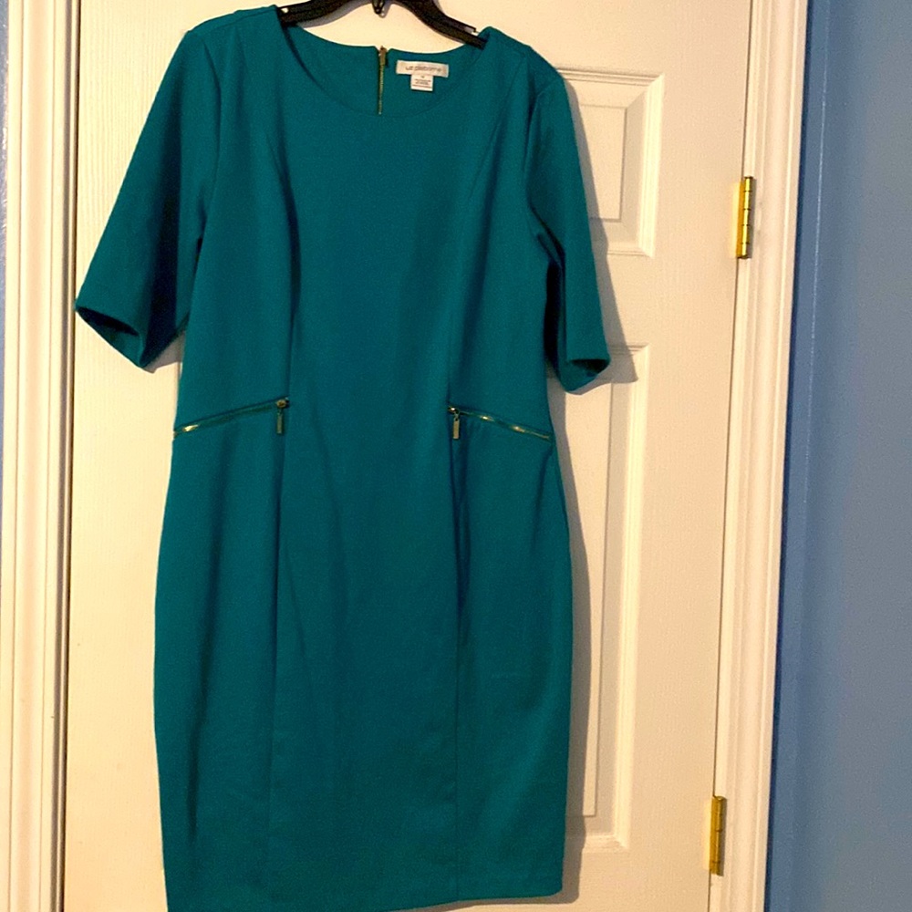 Teal green Calvin Klein dress.